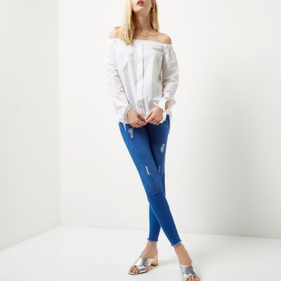 Bright blue wash Amelie super skinny jeans